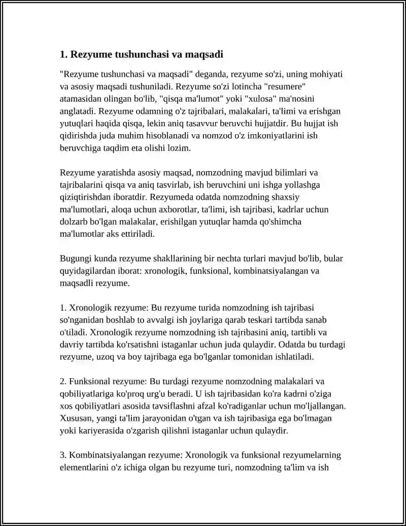 REZYUME VA UNING TURLARI.MULTIMEDIALI TAQDIMOT YARAT 3