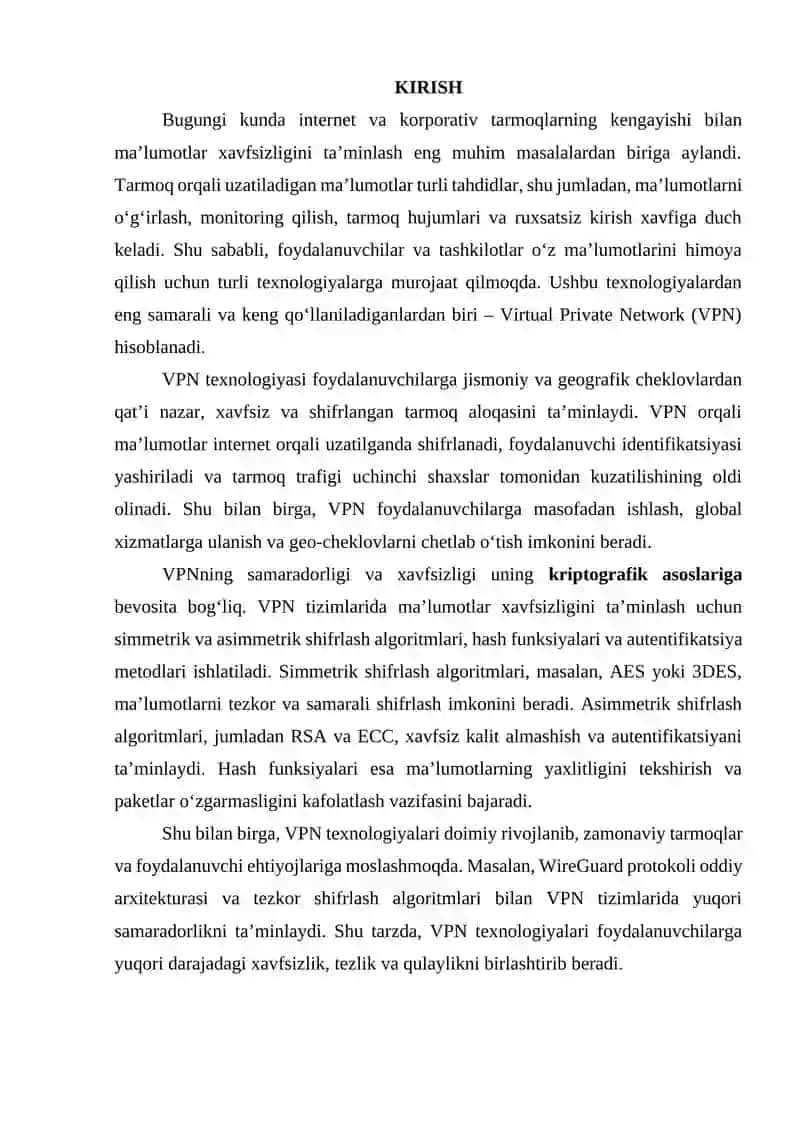 VPN texnologiyalari va ularning kriptografik asoslari 3
