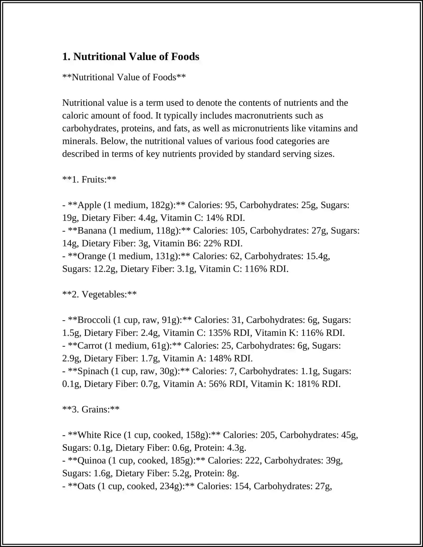 Nutritional Value of Foods 3