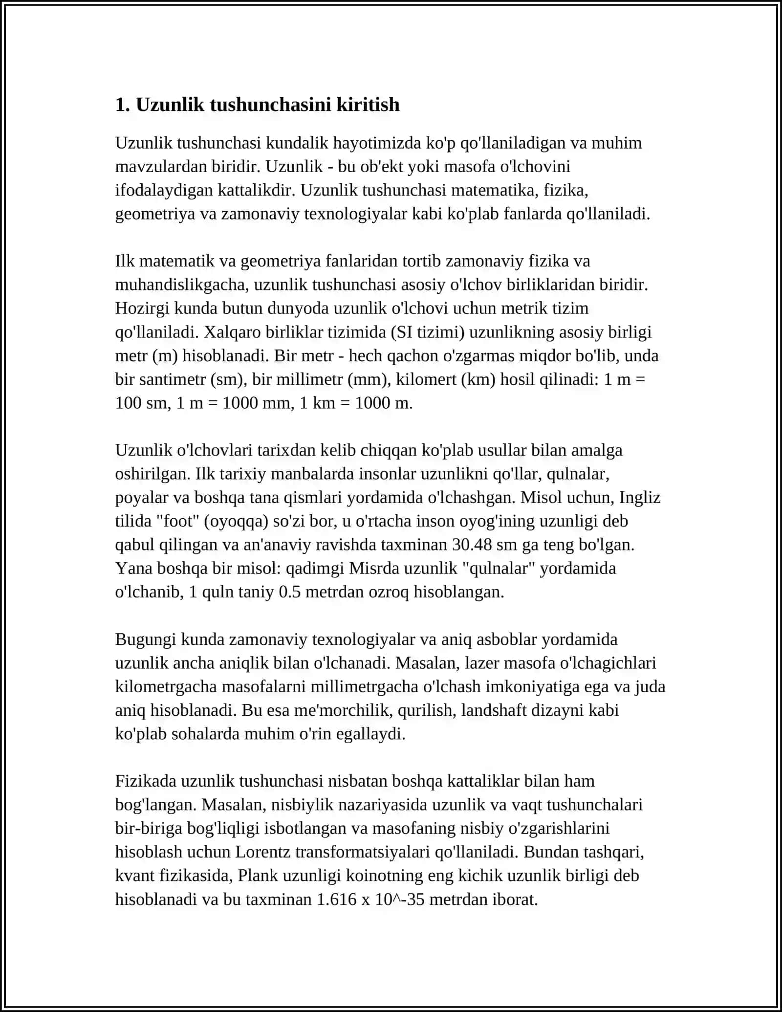 1-SINF MATEMATIKA DARSLARIDA OʻQUVCHILARNING UZUNLIK VA TAQQOSLASH MALAKALARINI SHAKLLANTIRISH METODIKASI 3