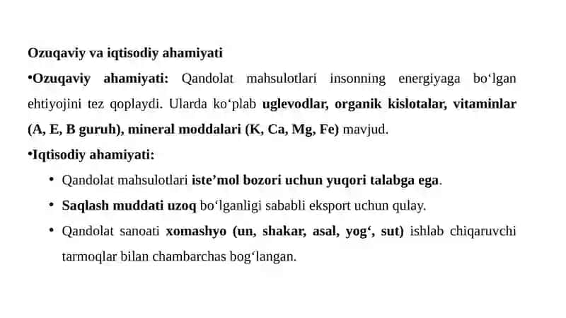 QANDOLAT MAHSULOTLARI TEXNOLOGIYASINING UMUMIY TUSHUNCHALARI VA TASNIFI 3
