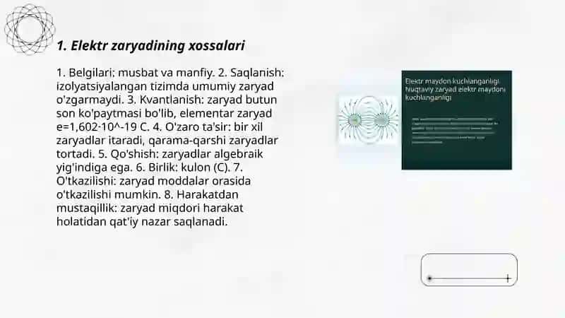 ELEKTROSTATIK MAYDON VA UNING XUSUSIYATLARI 3