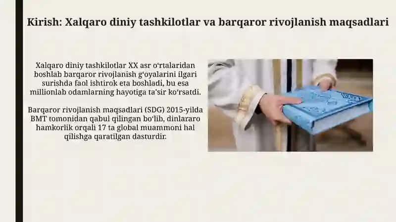 Xalqaro diniy tashkilotlar tarixi va ularning barqaror rivojlanish maqsadlariga qo‘shayotgan hissasi 3