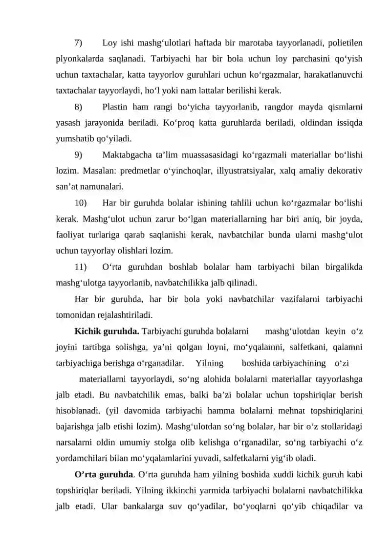 Tasviriy faoliyat mashg'ulotlari tashkil etish 3