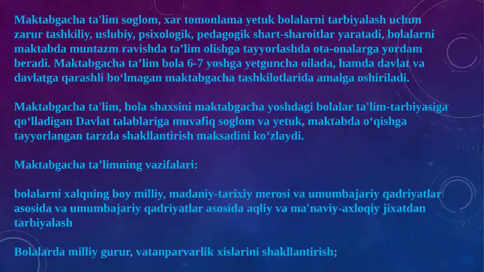 Maktabgacha ta'lim va sog'liqni saqlash 3