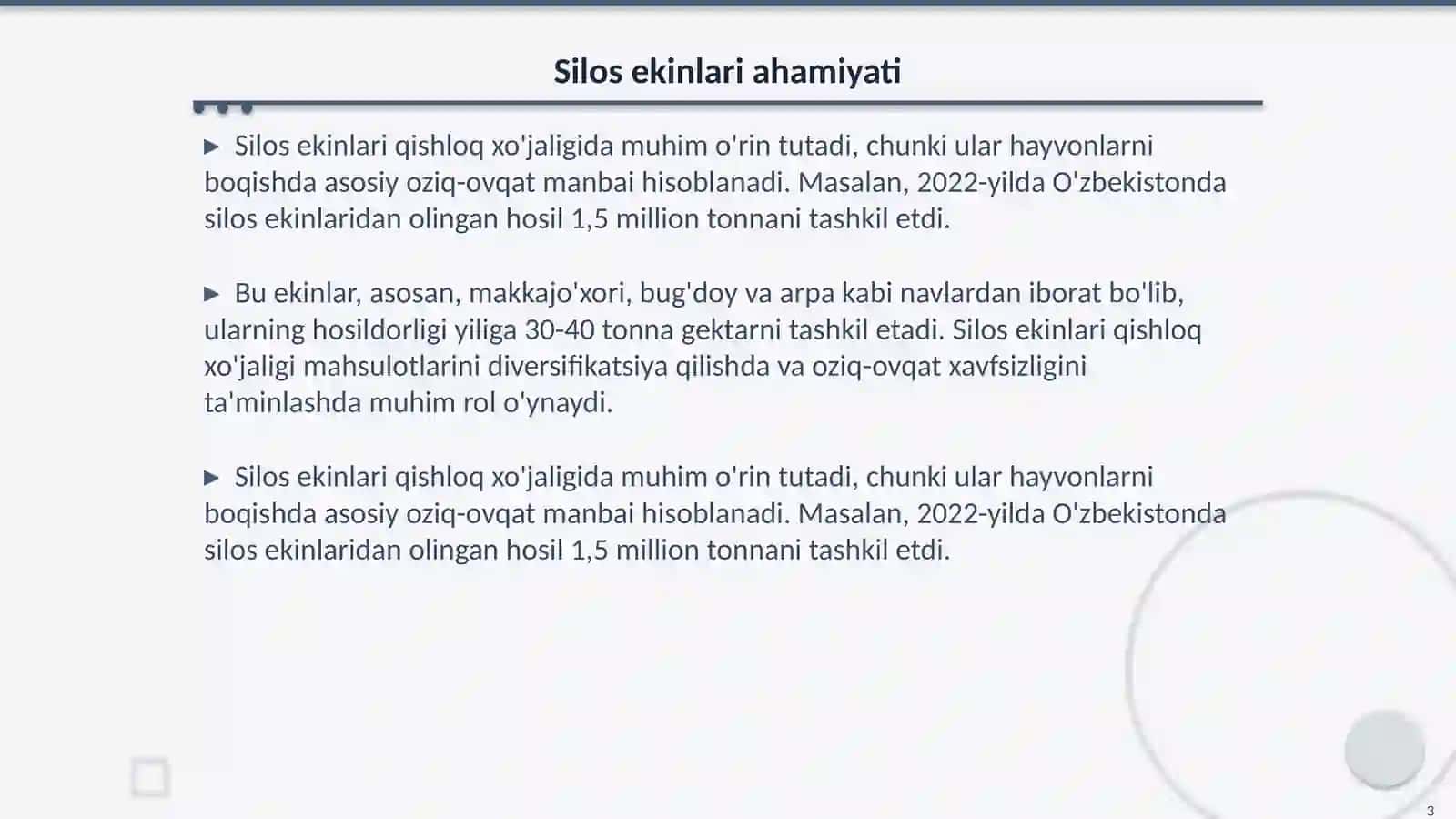 Rayonlashtirilgan silos ekinlari navlari tasnifi 3