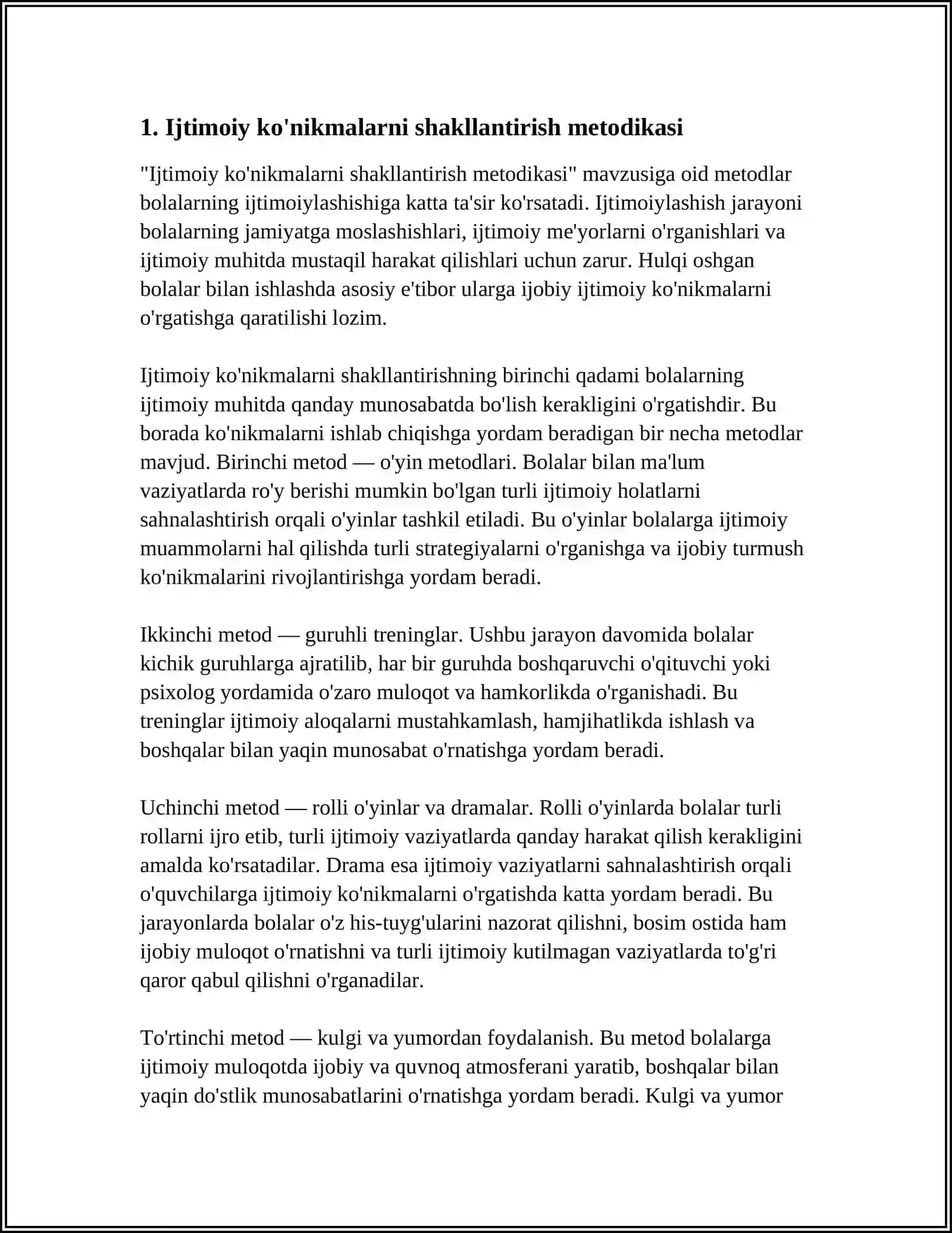 Ijtimoiy ko'nikmalarni shakllantirish metodikasi 3