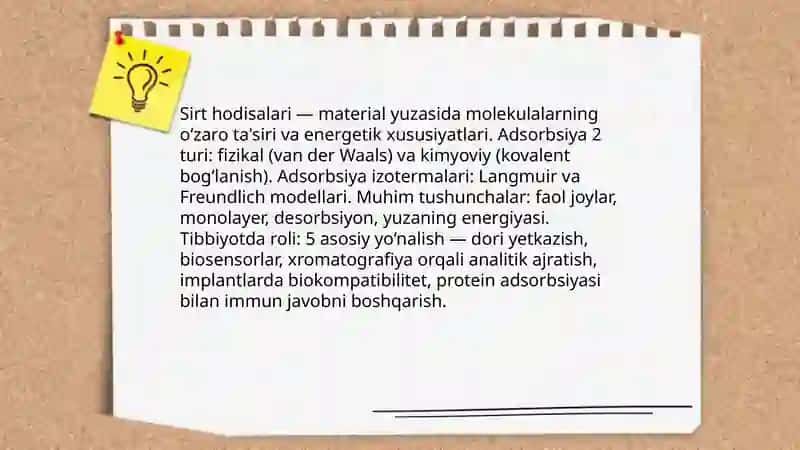 Sirt hodisalar. Adsorbsiya xromotografiya va uning tibbiyotdagi ahamiyati 3