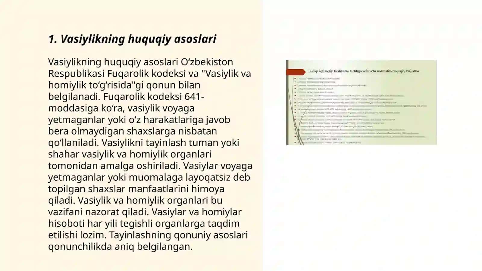 Vasiylik homiylik sohasidagi munosabatlarni tartibga solish 3