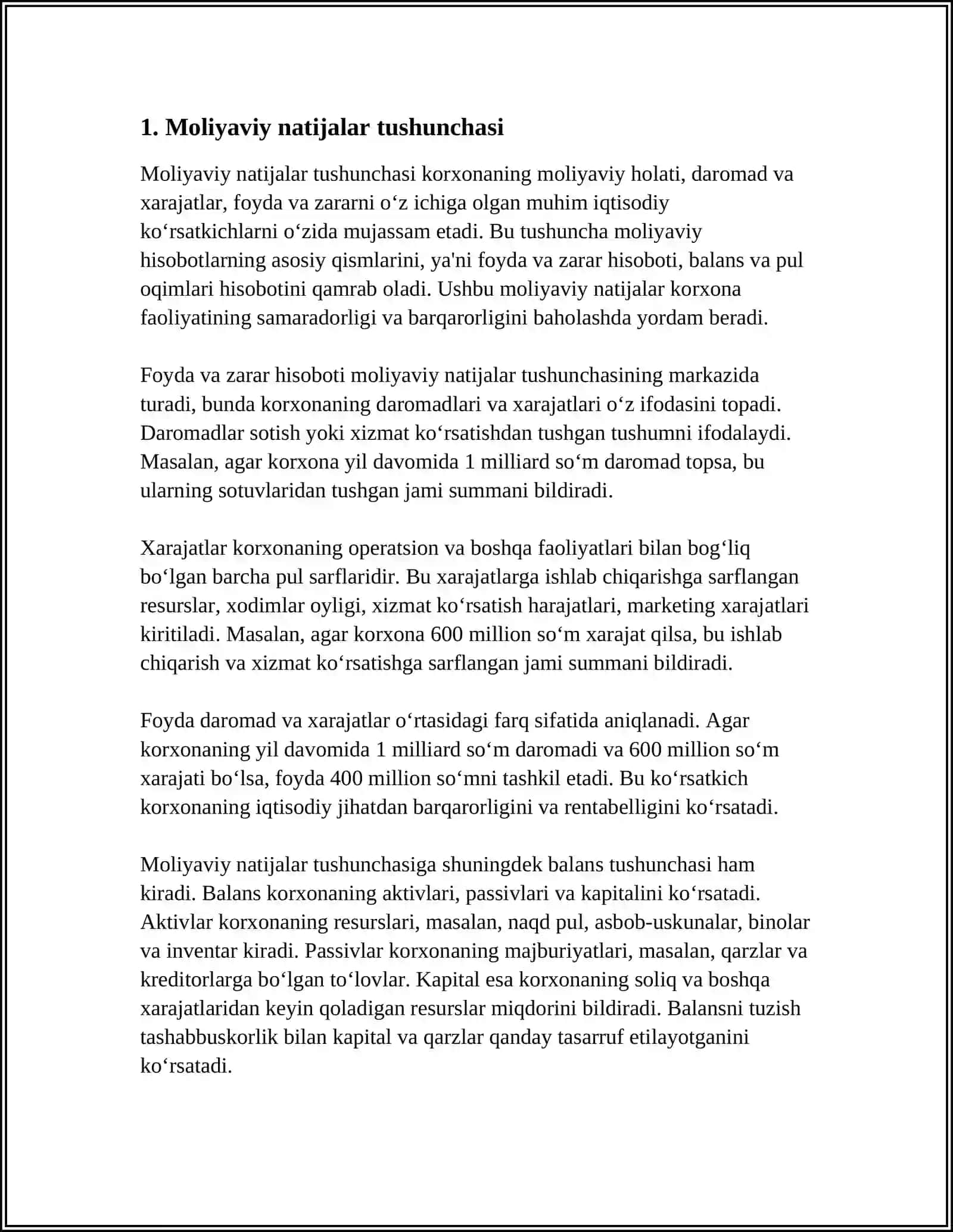 Moliyaviy Natijalarning Shakllanishi va Ularni Hisobga Olish Vazifalari 3