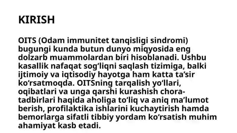 Hamshiralarning OITS ga qarshi  kurashish chora tadbirlaridagi ishtiroki 3