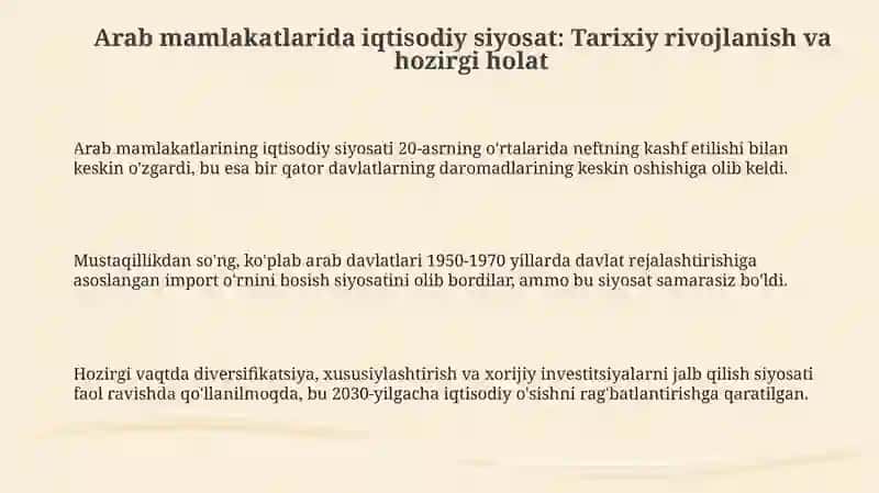 Arabdavlatlaridagi iqtisodiy siyosat 3