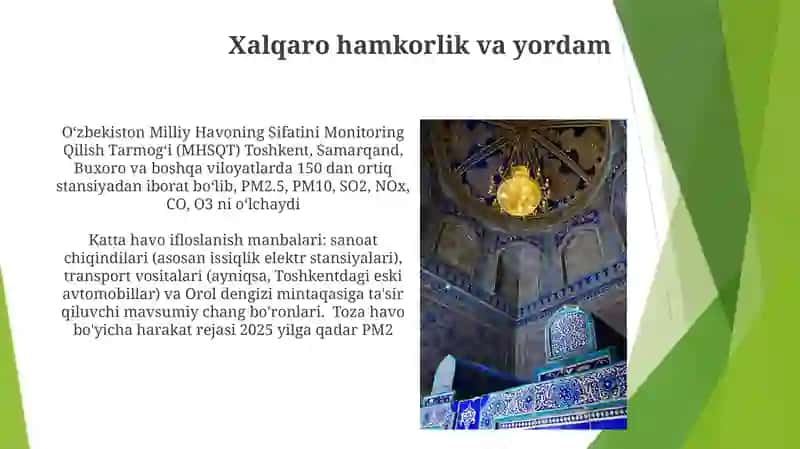 O'zbekistonda atmosfera havosini holati va uning musaffoligini saqlash chora tadbirlari 3
