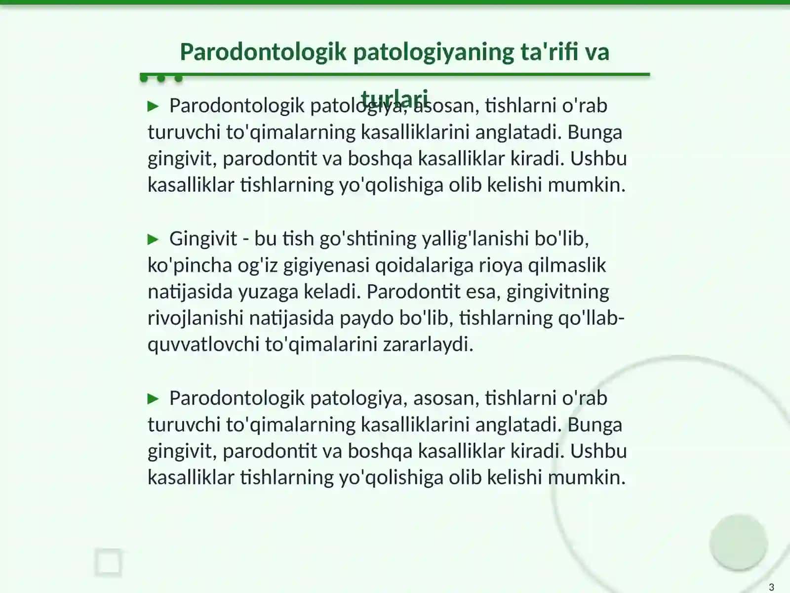 Parodontologik patologiyaga ega va tish protezlaridan foydalanuvchi bemorlarda og'iz gigiyenasi ususiyatlari va protezli stomatitlarning profilaktikasi 3