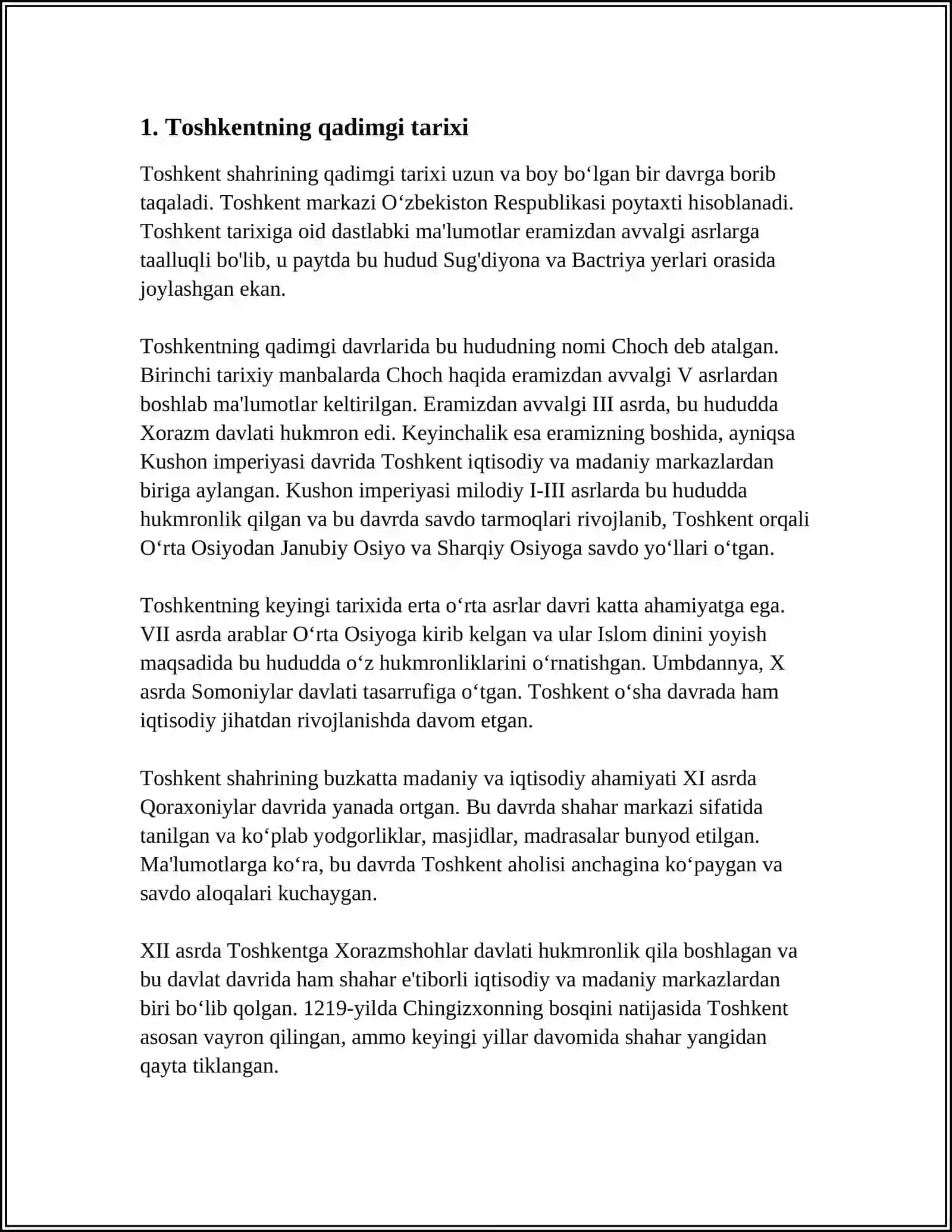 Toshkent Shahri Tarixi va Rivojlanish Xususiyatlari 3