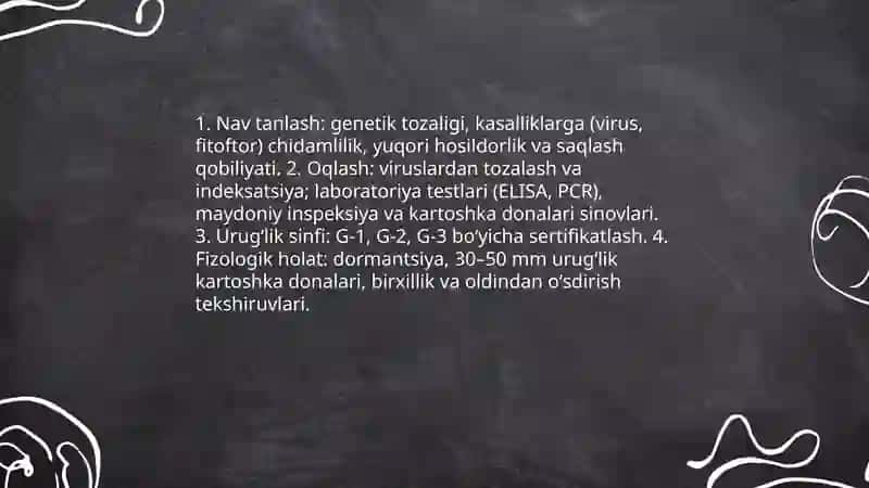 Kartoshka urugʻlik tugaraklarini ekishga tayyorlash tenalogyasi 3
