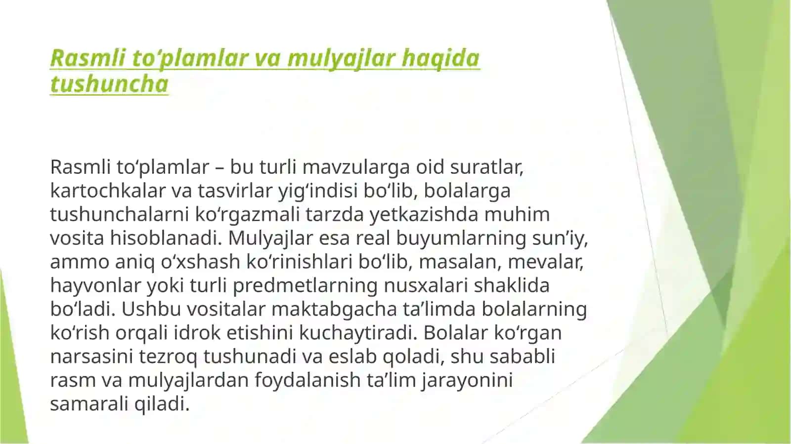 Rasmli to‘plamlar va mulyajlar yordamida mashg‘ulotlar tashkil etish texnologiyasi 3