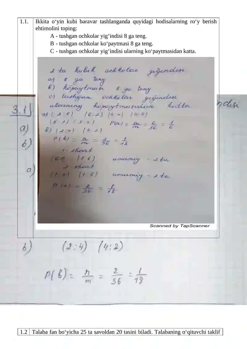 Ehtimollar nazariyasi va matematik statistika fanidan amaliyotdan shaxsiy topshiriq ishi 3