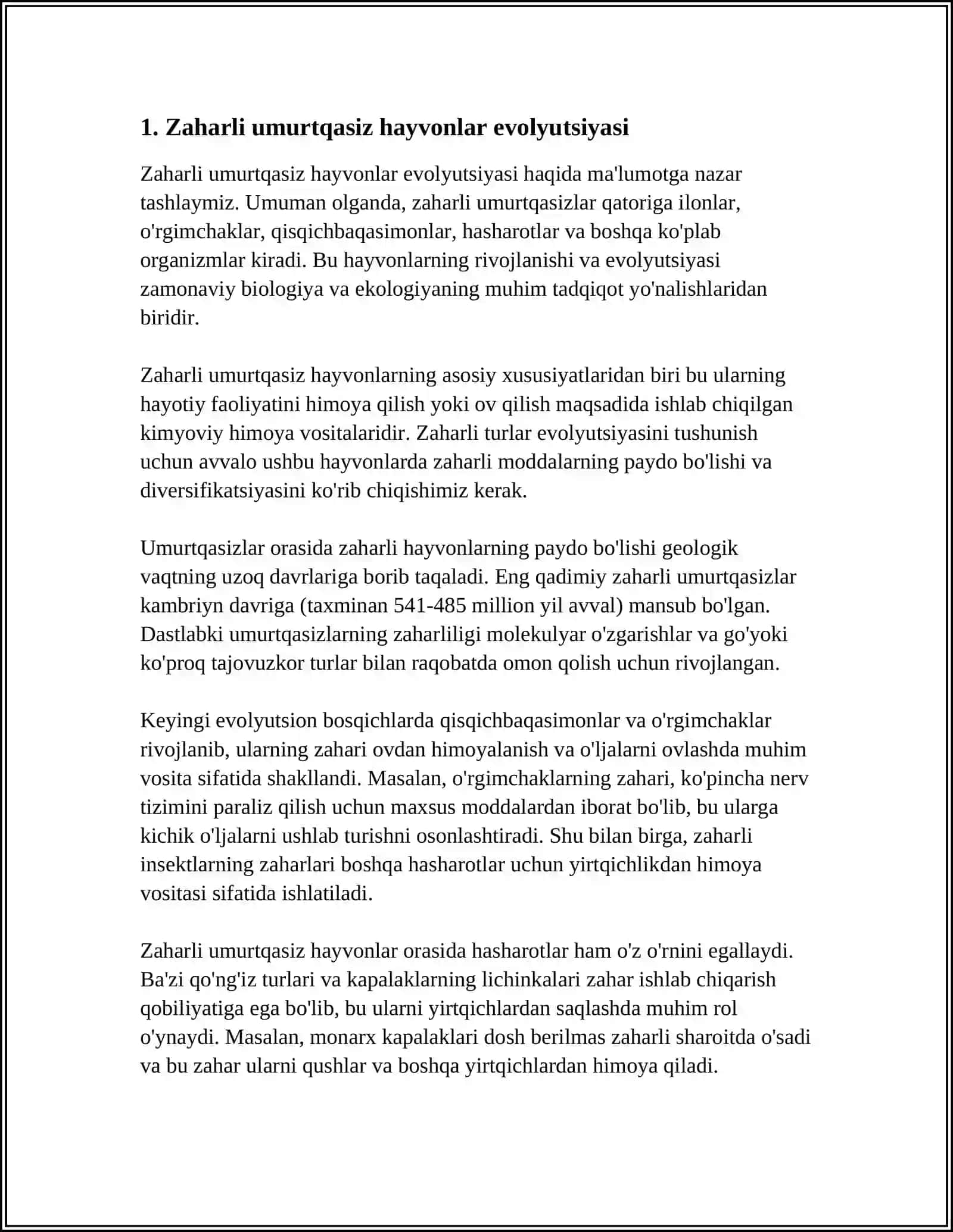 ZAHARLI UMURTQASIZ HAYVONLAR SISTEMATIKASI 3