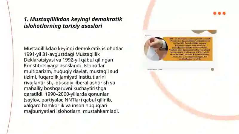 O'zbekistonda demokratik, fuqarolik jamiyati asoslarining shakllanishi 3
