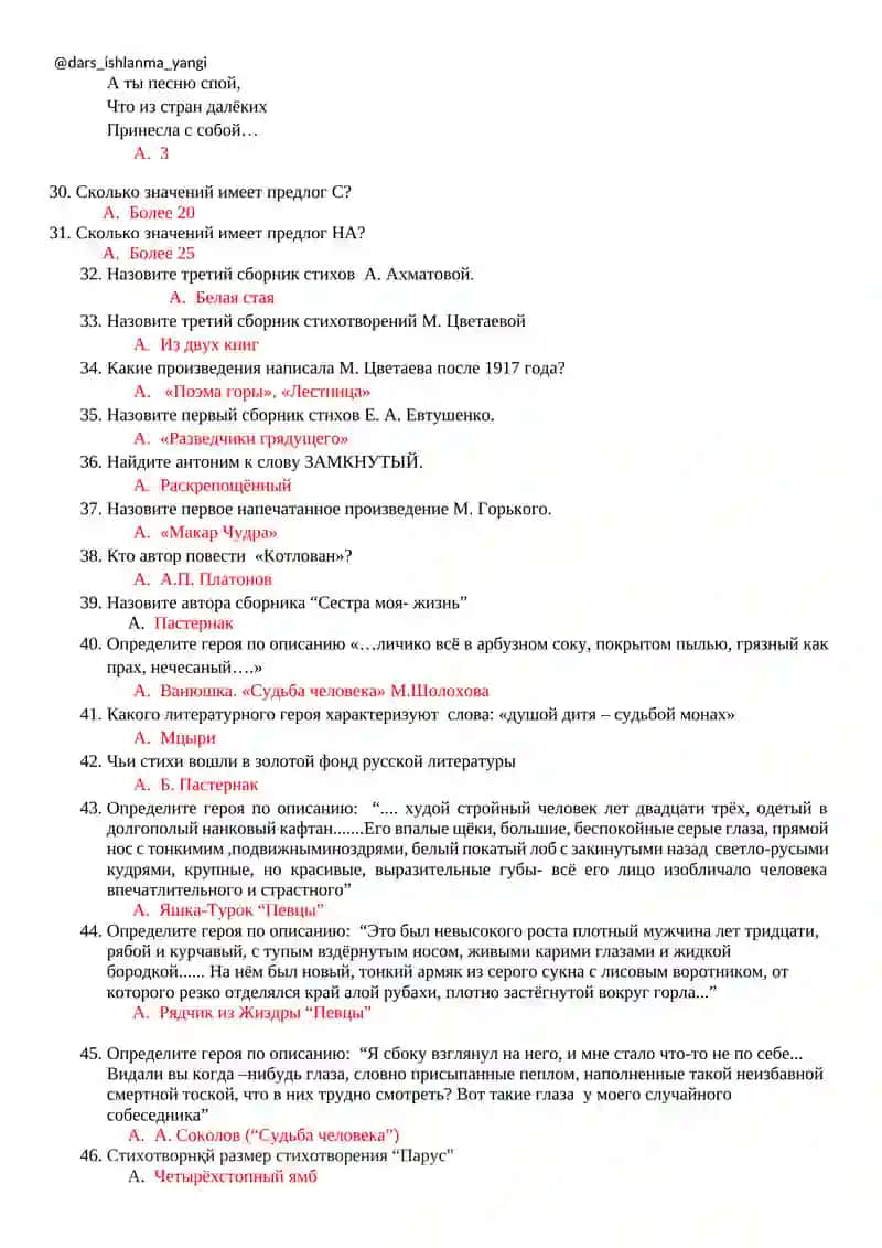 Тест по русскому языку 3