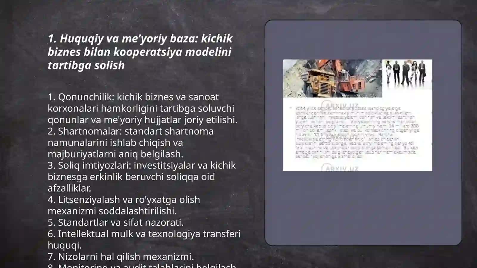 Huquqiy va me'yoriy baza: kichik biznes bilan kooperatsiya modeli 3