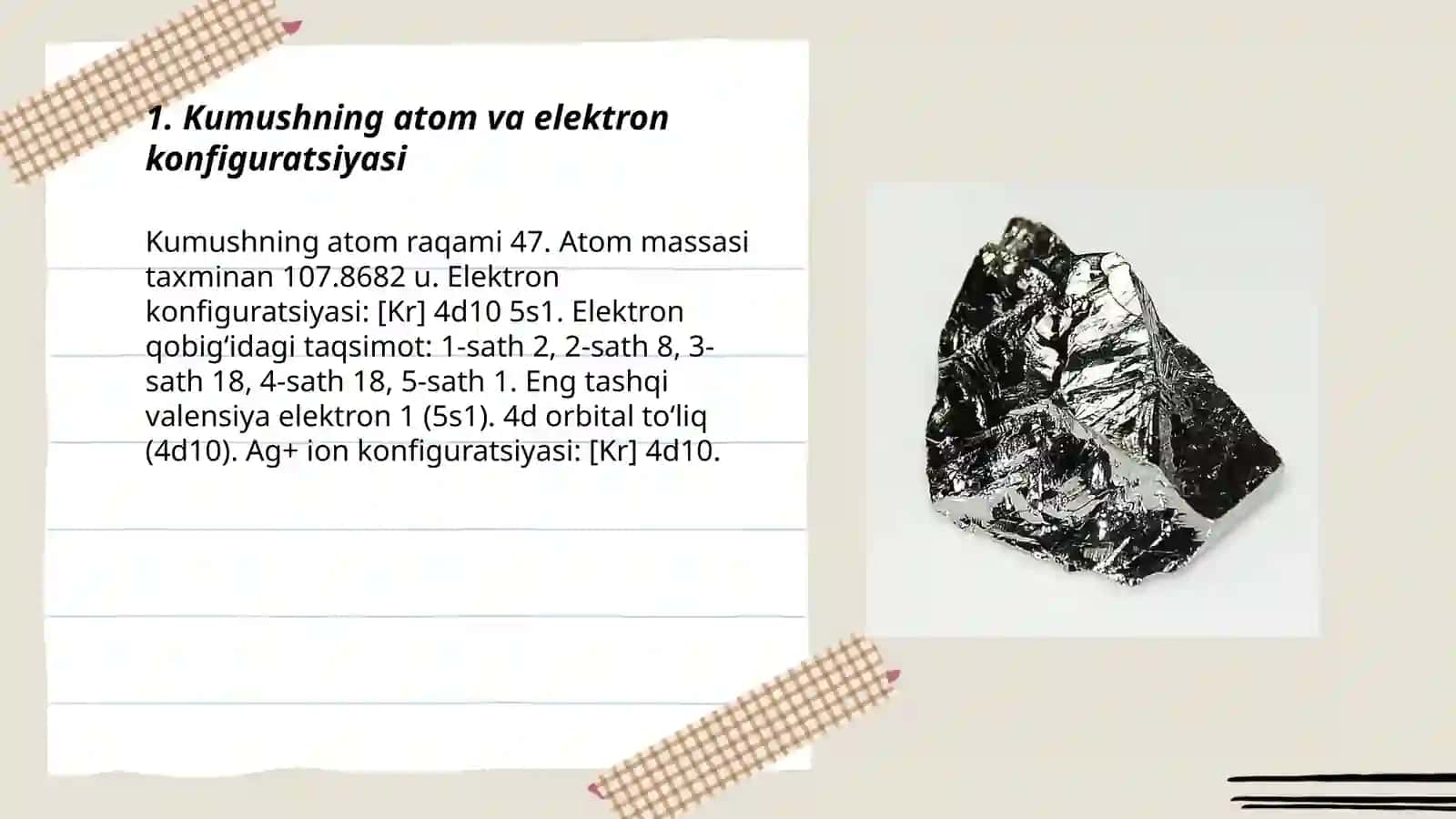 Kumush xossalari 3