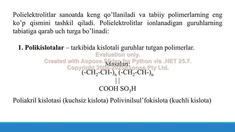 13.1. Polielektrolitlar. Poliamfolitlar. Izoelektrik nuqta va uni aniqlash. Taqdimot, 11 bet 3