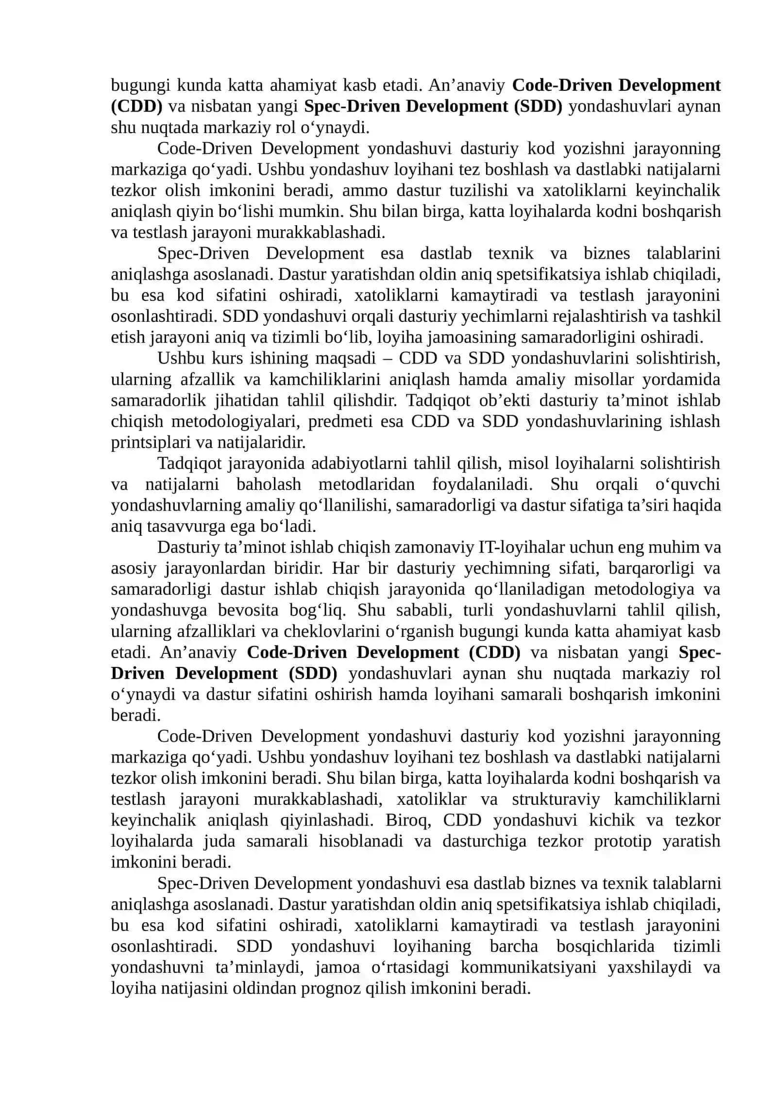 Spec-Driven Development va an'anaviy Code-Driven yondashuv taqqoslanishi 3