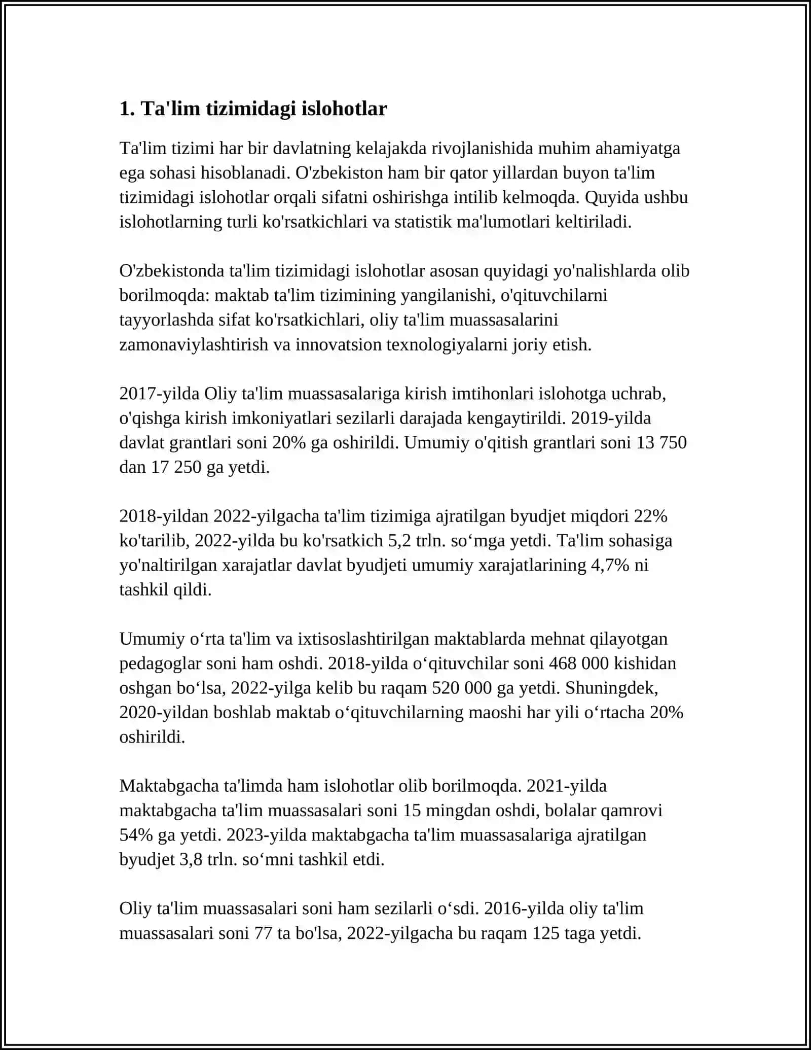 O‘ZBEKISTONDA IJTIMOIY SOHADA AMALGA OSHIRILAYOTGAN O‘ZGARISHLAR MAZMUN VA MOHIYATI 3