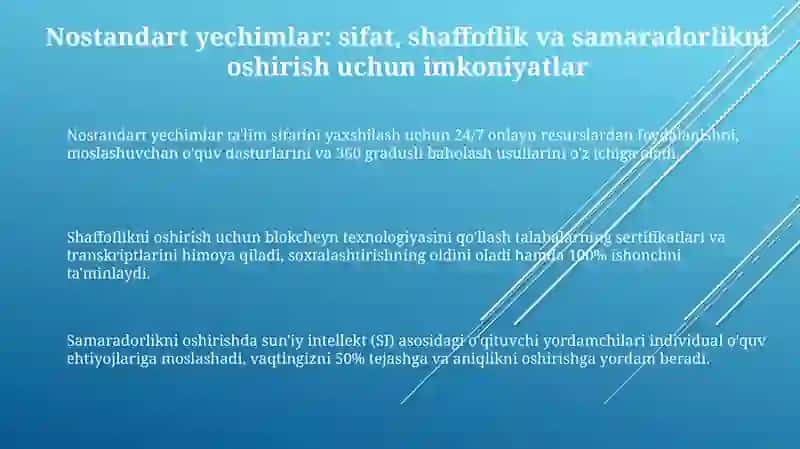 Nostandart yechimlar ta'lim sifatini yaxshilash 3