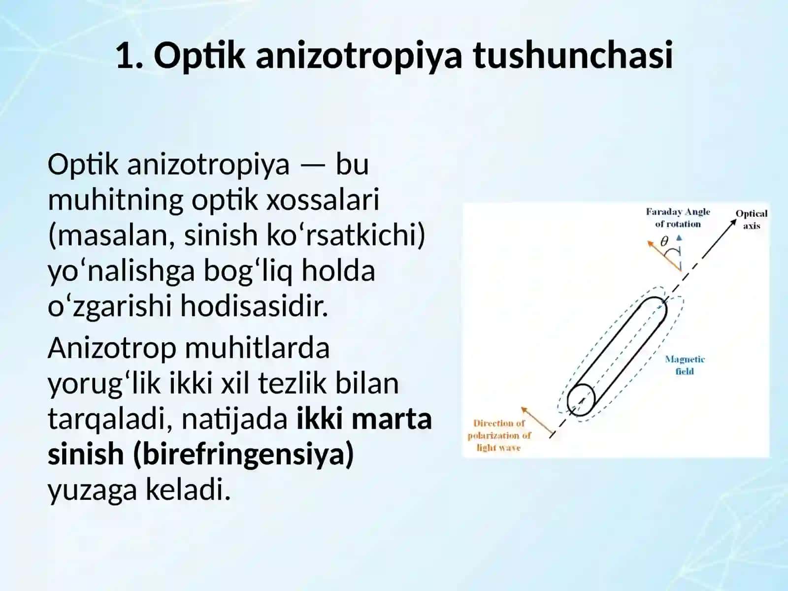 Suniy optik anizotropiyani tahlil qilish 3
