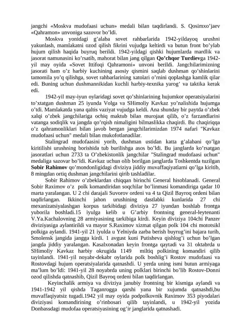 Ikkinchi jahon urushi va urushdan keyingi yillarda O’zbekiston 3