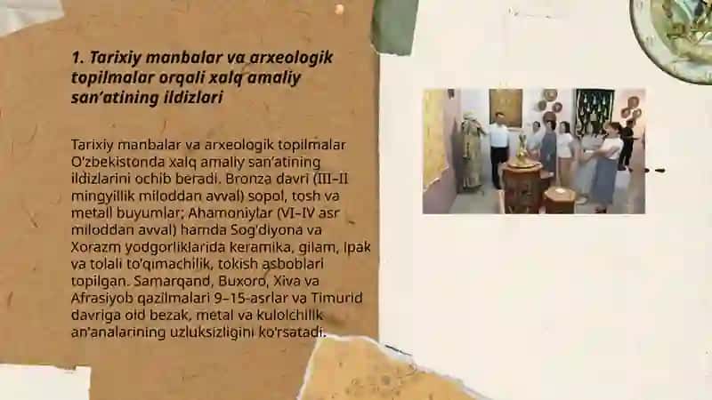 Oʻzbekistonda xalq amaliy sanʼati va milliy hunarmandchilikining rivojlanish manbalari 3