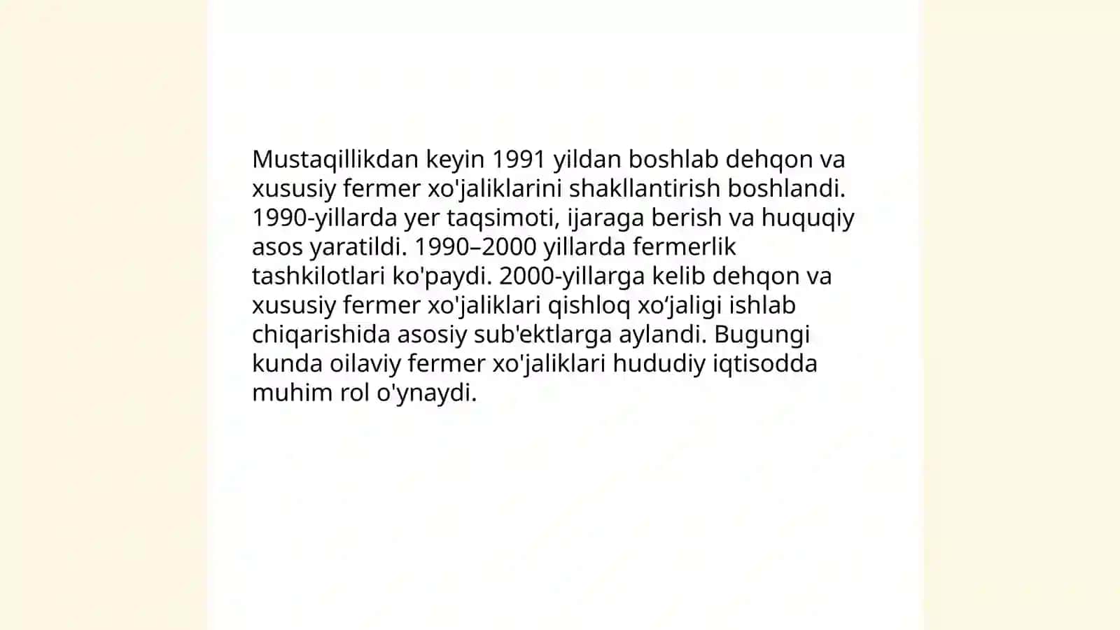 Mustaqillik yillarida qishloq xo'jaligi va sanoat sohasidagi o'zgarishlar 3