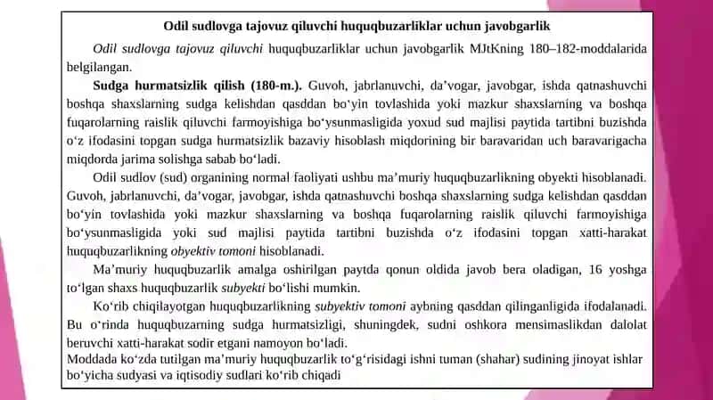 Odil sudlovga tajovuz qiluvchi huquqbuzarliklar uchun javobgarlik 3