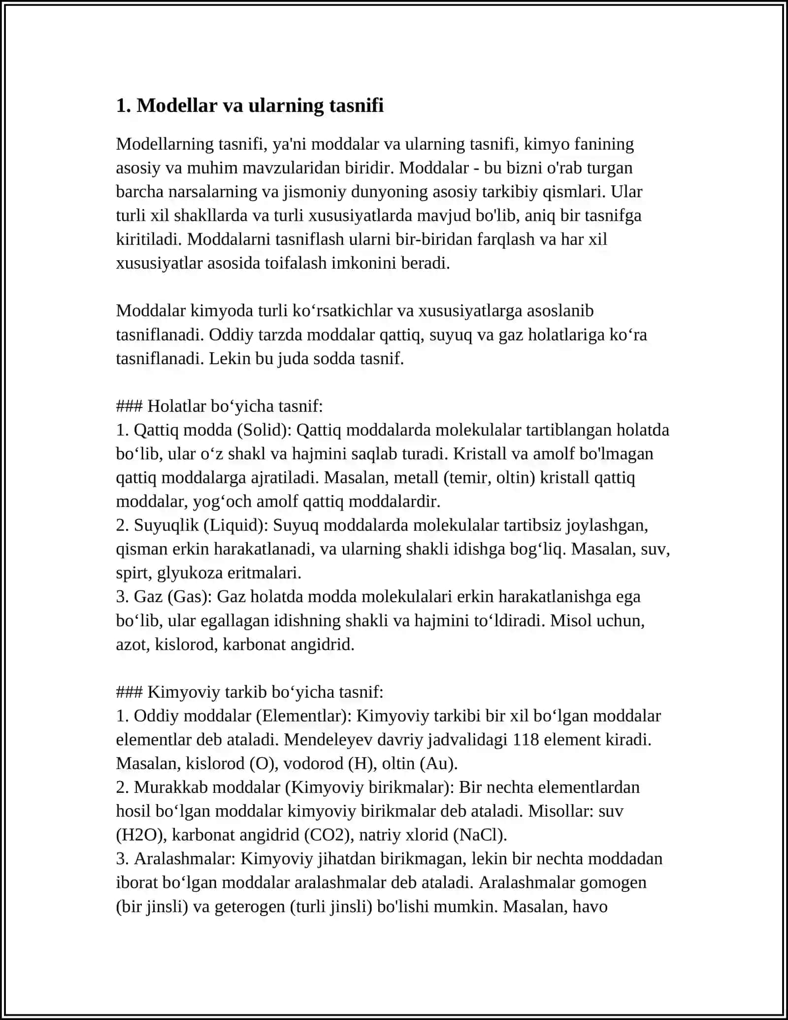 MODDELLAR.MODDELLLAR TASNIFI.MODDELLARNING MAQSADIGA KOʻRA TURLARI. GIPS MODDELLARI.MODDELLARGA QOʻYILADIGAN TALABLAR 3