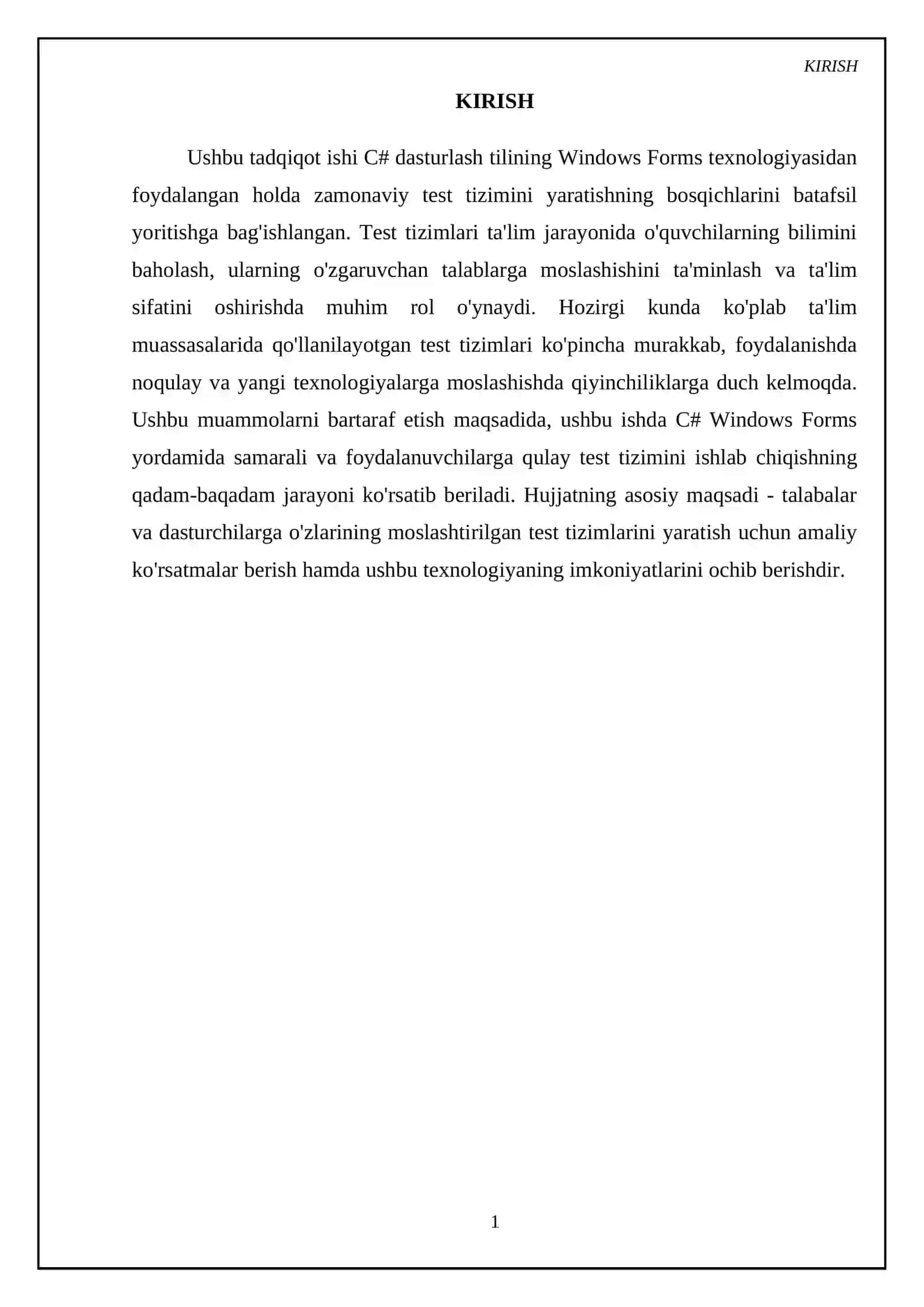 C# Windows Forms yordamida test tizimini yaratish bosqichlari 3