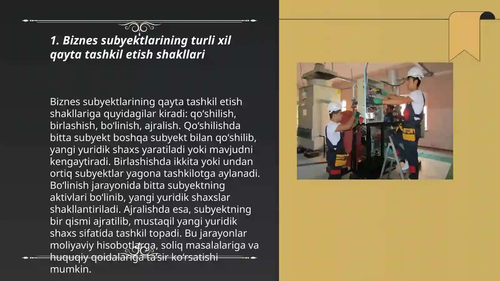 Biznes subyektlar faoliyatini qayta tashkil etish va tugatish 3