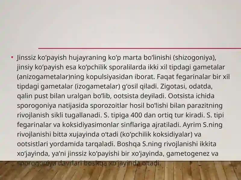 Sporalilar-odam parazitlari. Bezgak parazitlari toksoplazma. Ichak parazitlari. Ichburug’ amyobasi. Ichak blantidasi 3