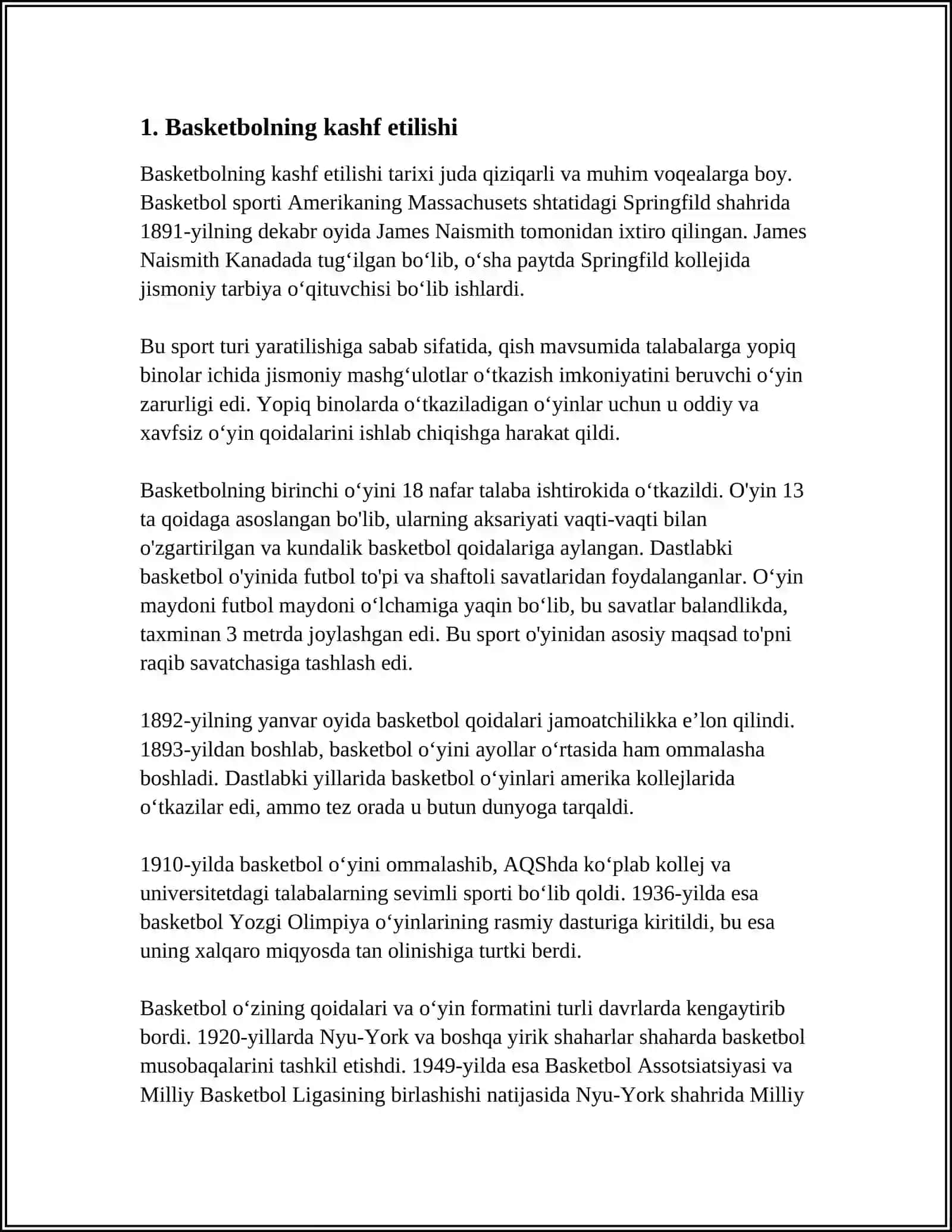 BASKETBOL SPORT TURINING KELIB CHIQISH TARIXI 3