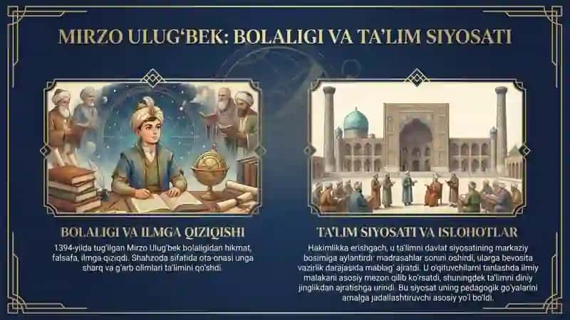 Mirzo ulugʻbekning pedagogik gʻoyalari va ta'lim rivojidagi oʻrni 3