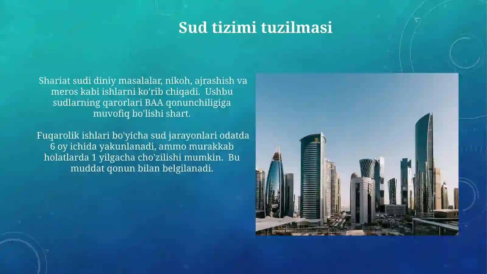 Birlashgan Arab Amirligining bugungi kundagi huquq tizimi 3