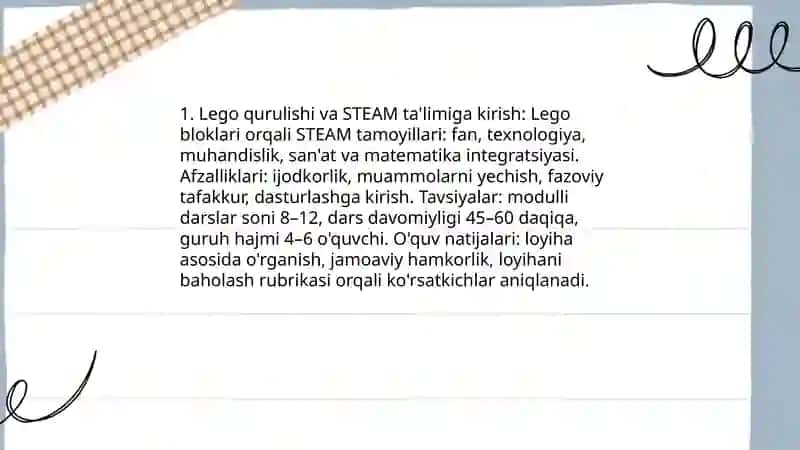 Lego qurulish, konstruksiyalari- STEAM ta'lim moduli 3