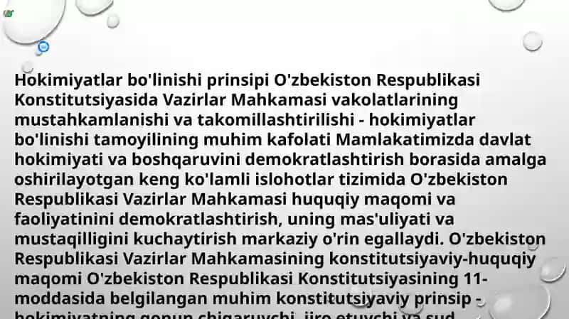 Milliy davlat boshqaruvi tizimi. Mustaqil O’zbekistonda hokimiyatlar bo’linishi prinsipi 3