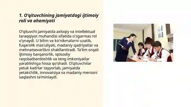 O'qituvchining jamiyatda tutgan o'rni 3