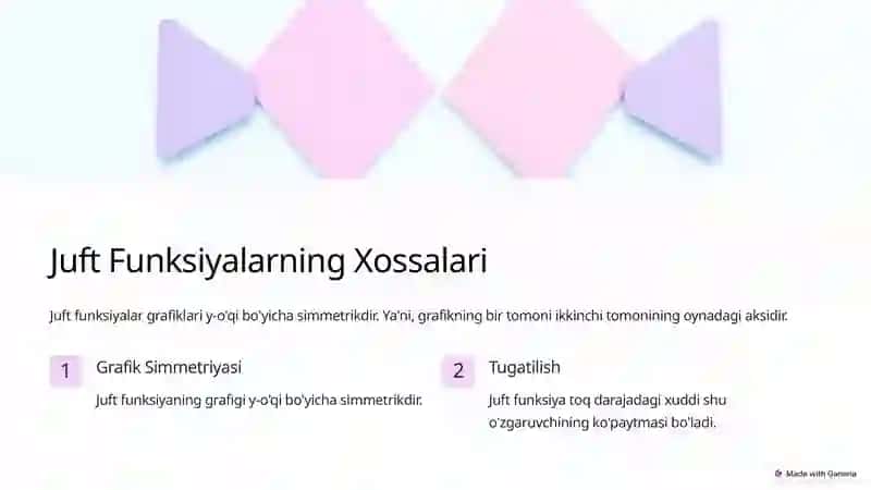 Funksiyalarning Juftligi va Toqligi 3