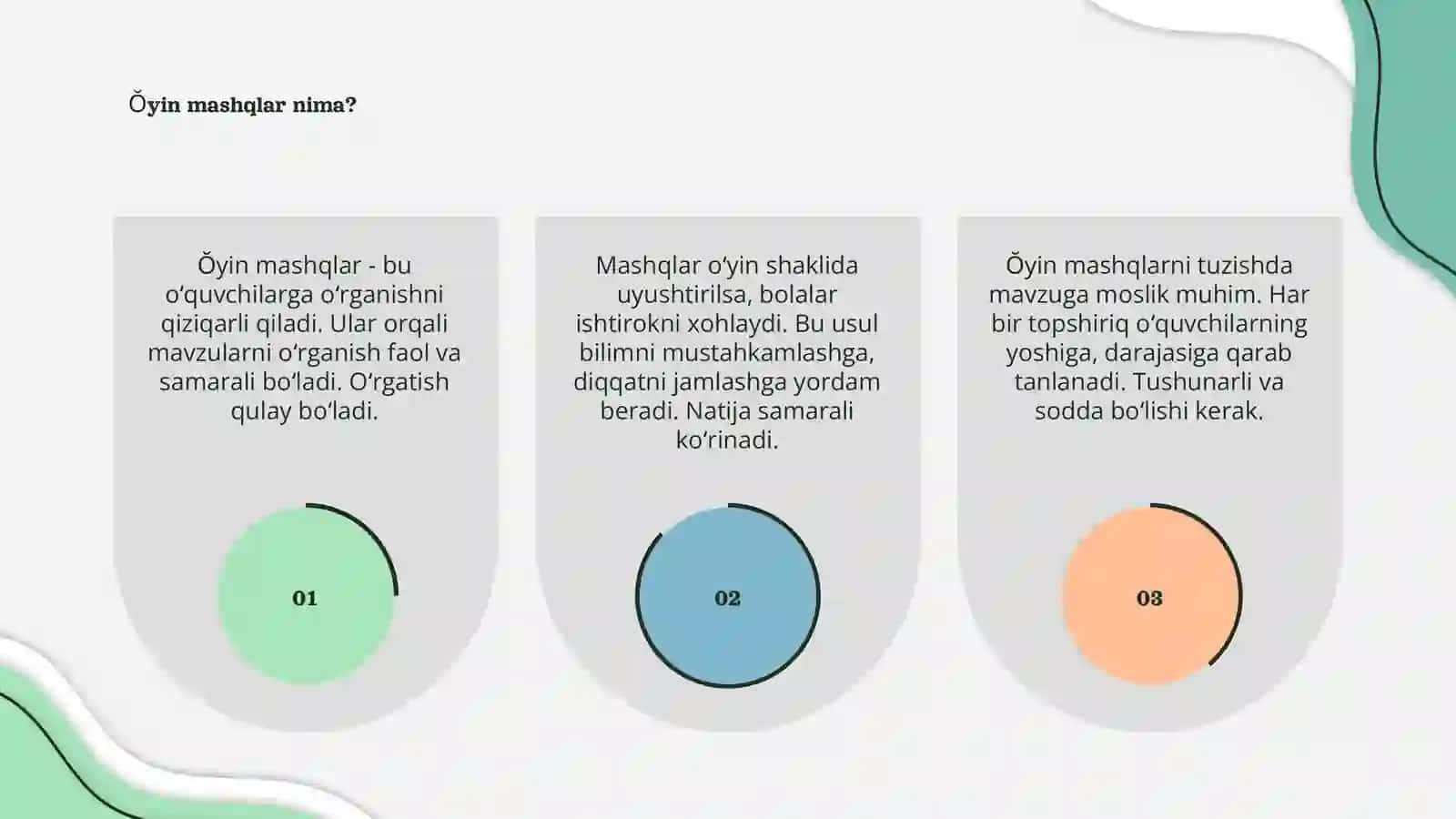 Ŏyin mashqlar uchun topshiriqlar tuzish 3