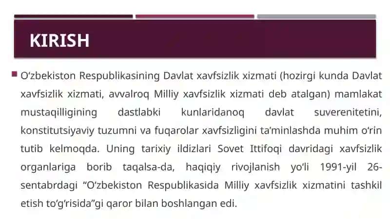 O‘zbekiston Respublikasida Davlat xavfsizlik xizmatining rivojlanishi tarixi 3