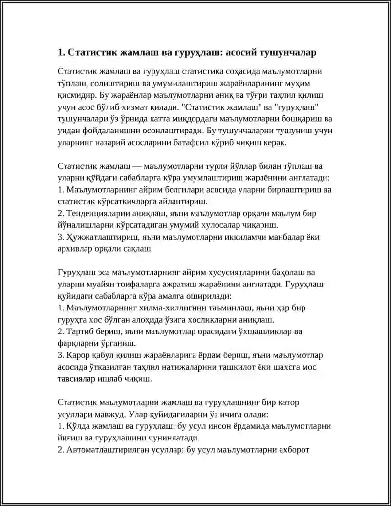 СТАТИСТИК ЖАМЛАШ ВА ГУРУХЛАШ СТАТИСТИК ЖАДВАЛ ВА ГРАФИКЛАР 3